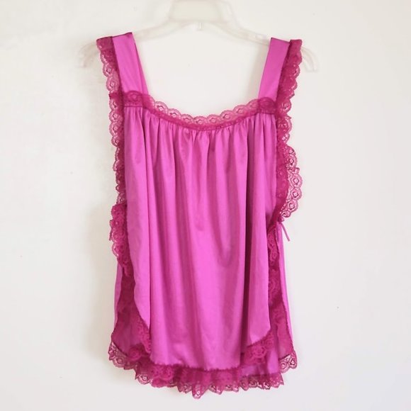 Vtg Glencraft Women's Nightie Pink Side Ties Lg - Picture 2 of 5